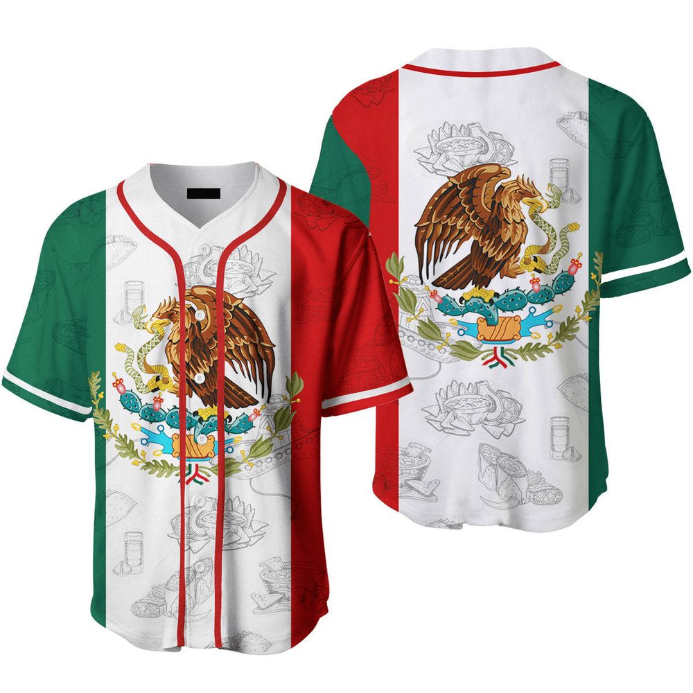 Mexican Flag Baseball Jersey - Patriotic Eagle Design Shirt For Fans &amp; Collectors