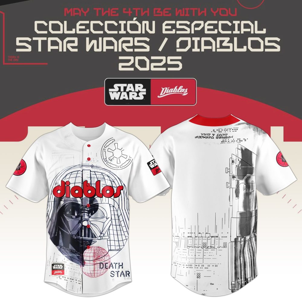 Limited Edition Star Wars/Diablos 2025 Baseball Jersey - May The 4Th Be With You!