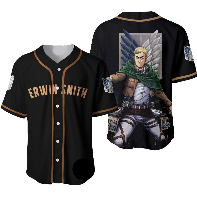 Erwin Smith Anime Baseball Jersey - Attack On Titan Themed Shirt For Fans