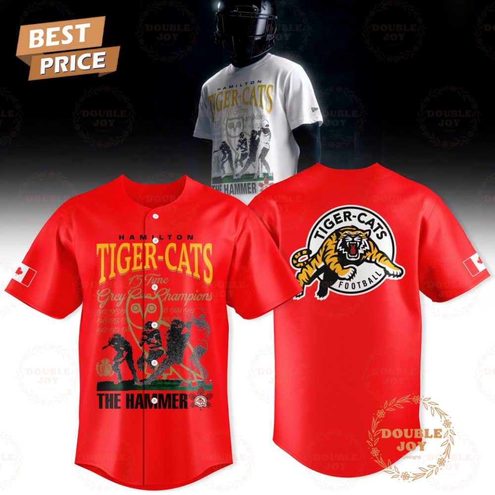 Hamilton Tiger-Cats 15 Time Grey Cup Champions Limited Edition Baseball Jersey - Red