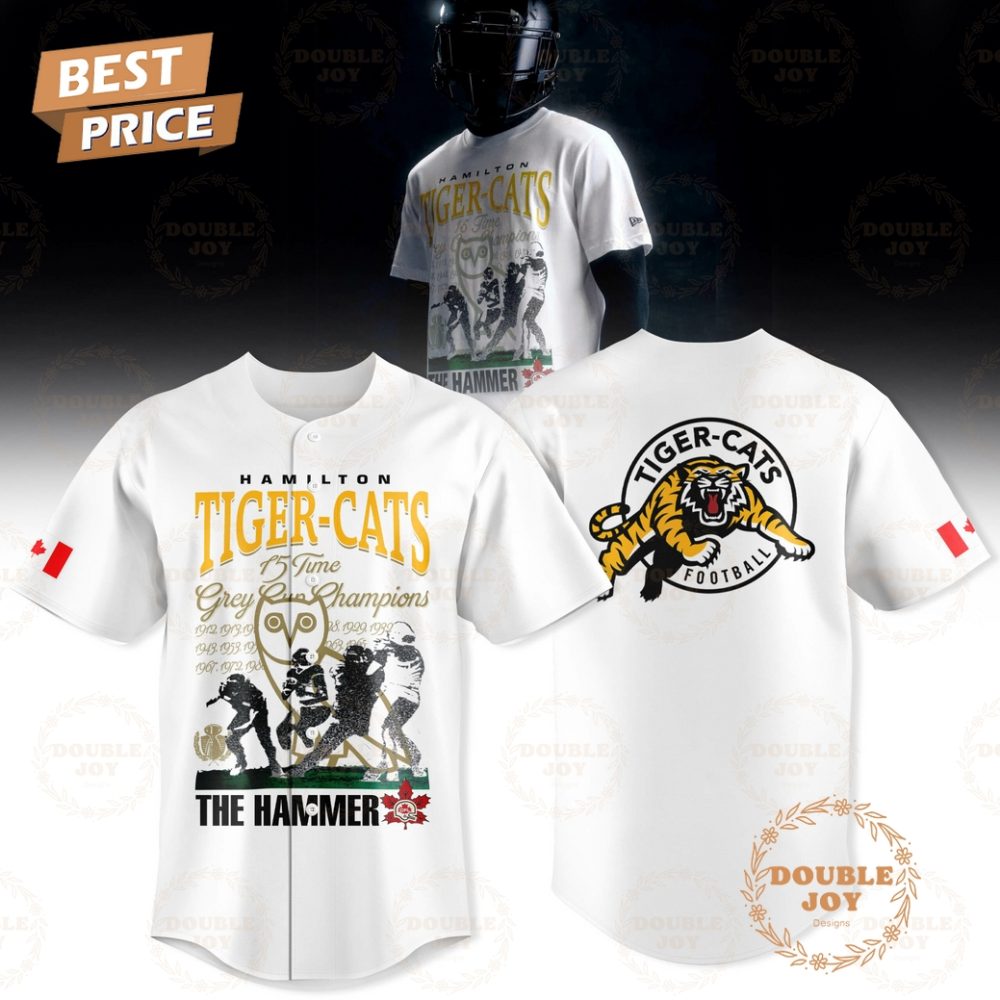 Hamilton Tiger-Cats 15 Time Grey Cup Champions Limited Edition Baseball Jersey - White