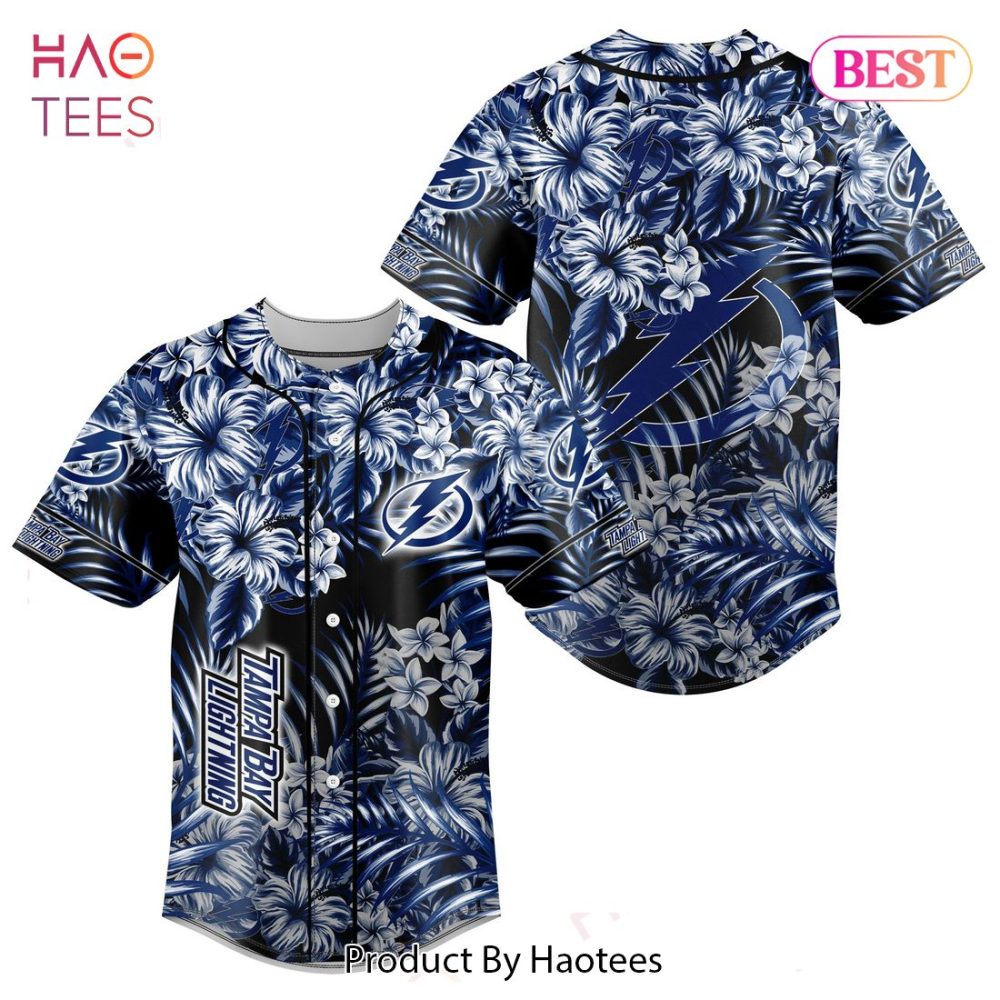 Tampa Bay Lightning Hawaiian Floral Baseball Jersey - Stylish Fan Gear By Haotees