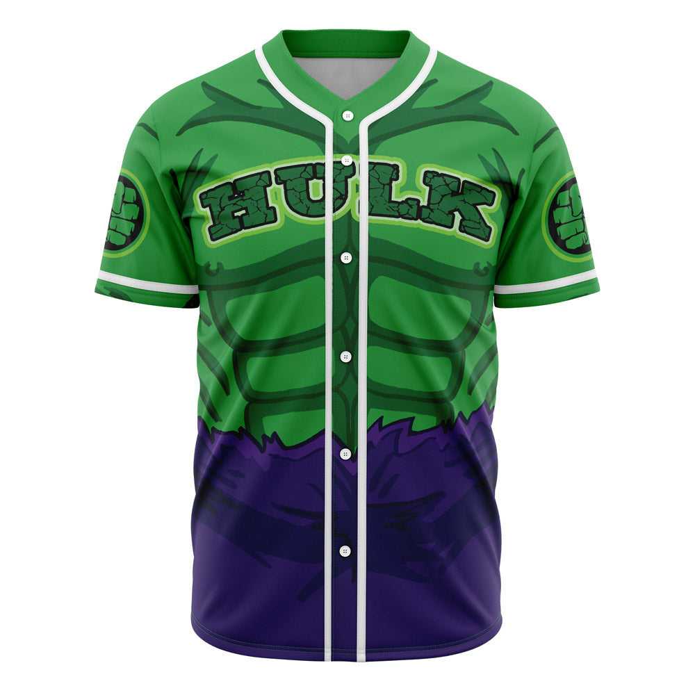 Unleash Your Inner Hero With Hulk-Themed Baseball Jersey - Vibrant Green &amp; Purple Design