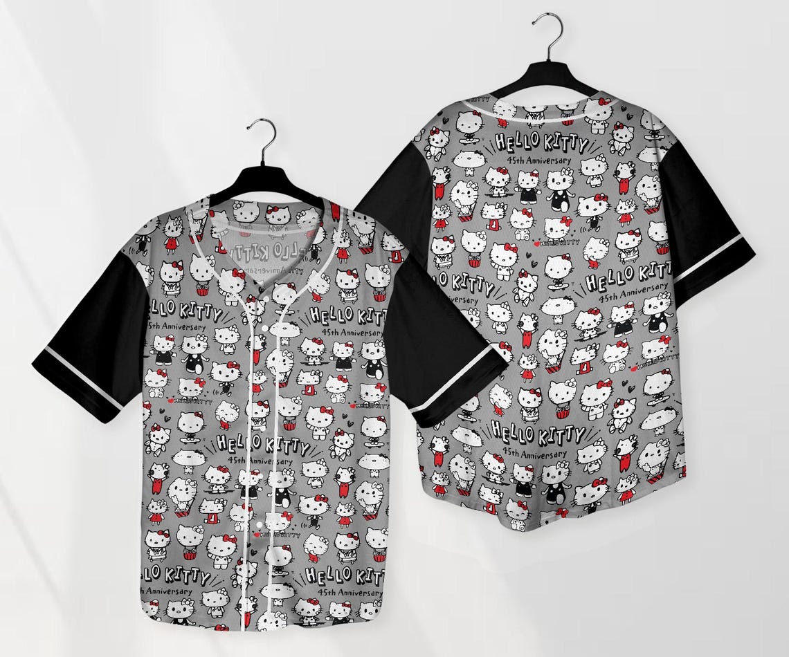Hello Kitty 45Th Anniversary Baseball Jersey Shirt - Cute &amp; Stylish Gift For Fans