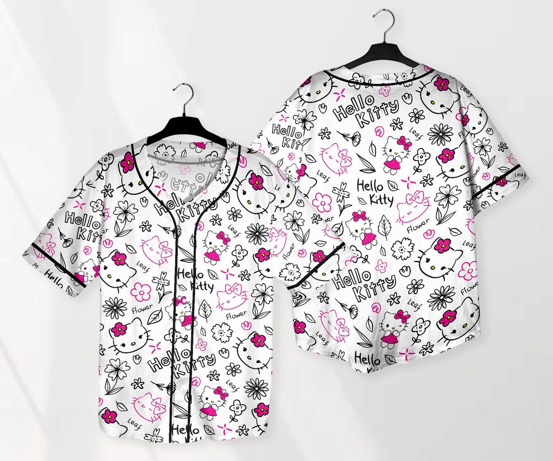 Hello Kitty Floral Baseball Jersey Shirt – Cute &amp; Comfy Design For Fans