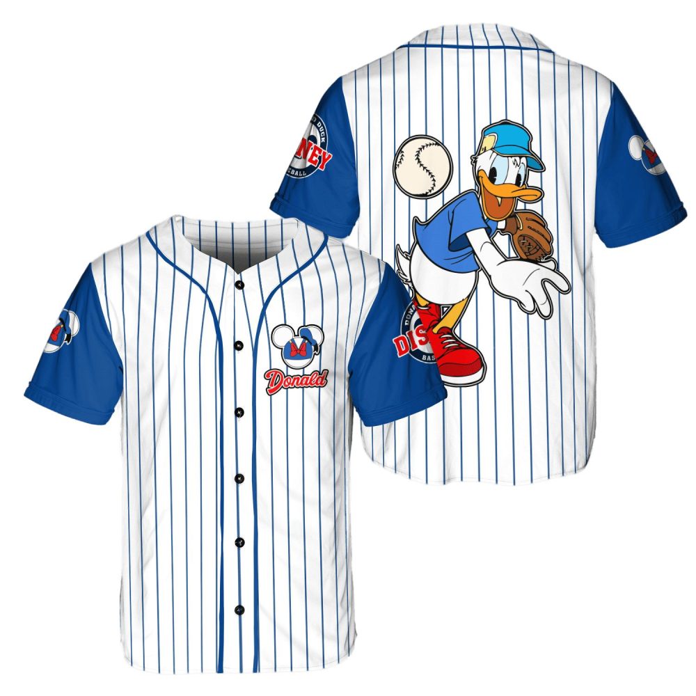 Donald Duck Baseball Jersey – Classic Striped Design, Perfect For Disney Fans