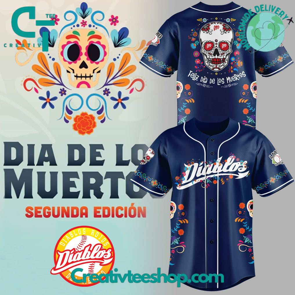 Diablos Rojos Del Mexico X Dia De Los Muertor 2025 Special Baseball Jersey