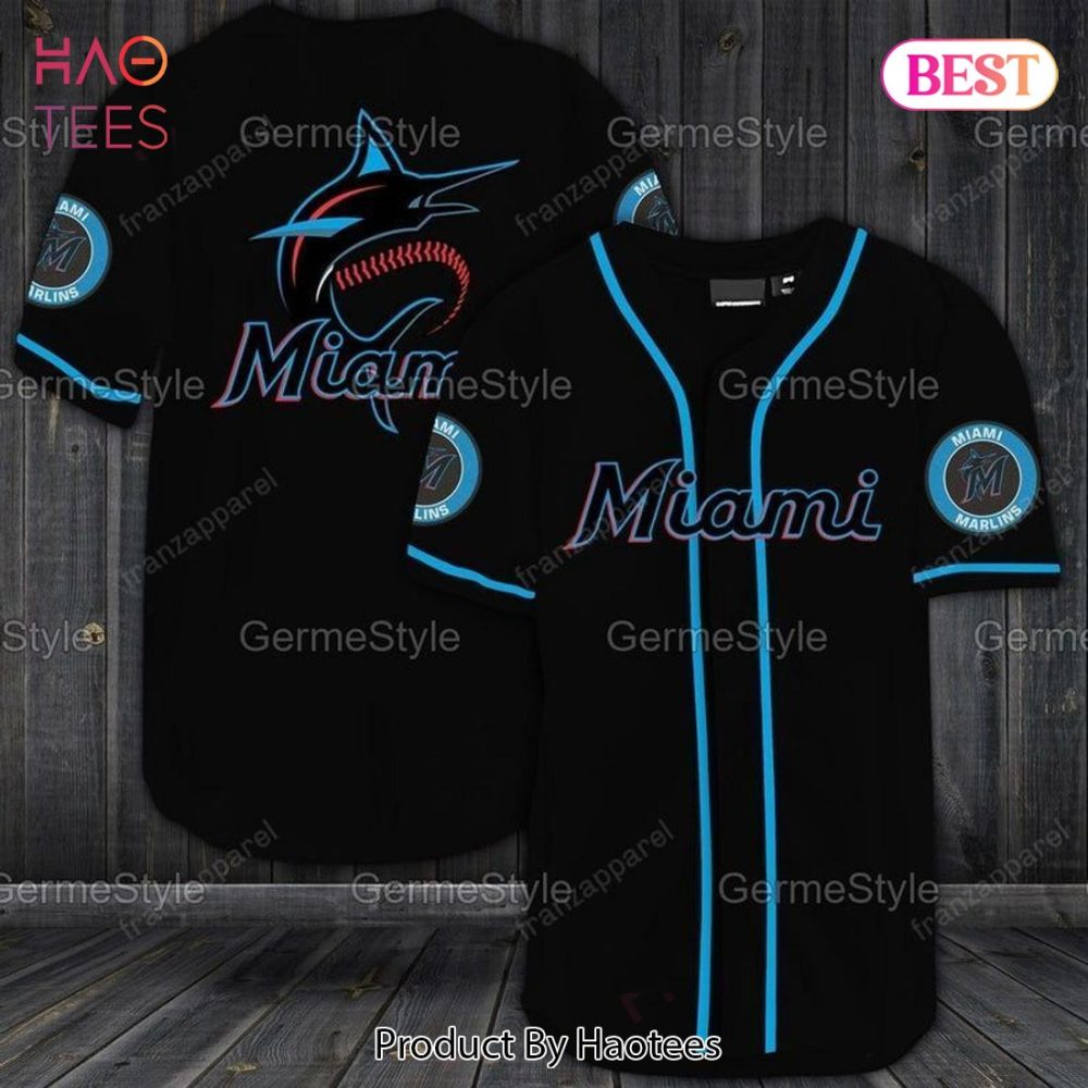 Miami Baseball Jersey - Stylish Black &amp; Blue Team Apparel For Fans