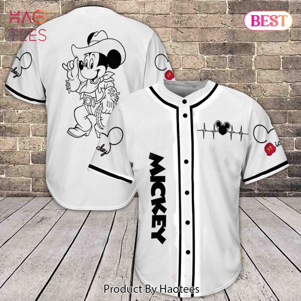 Stylish Cowboy Mouse Baseball Jersey – Trendy White Cartoon Shirt For Fans