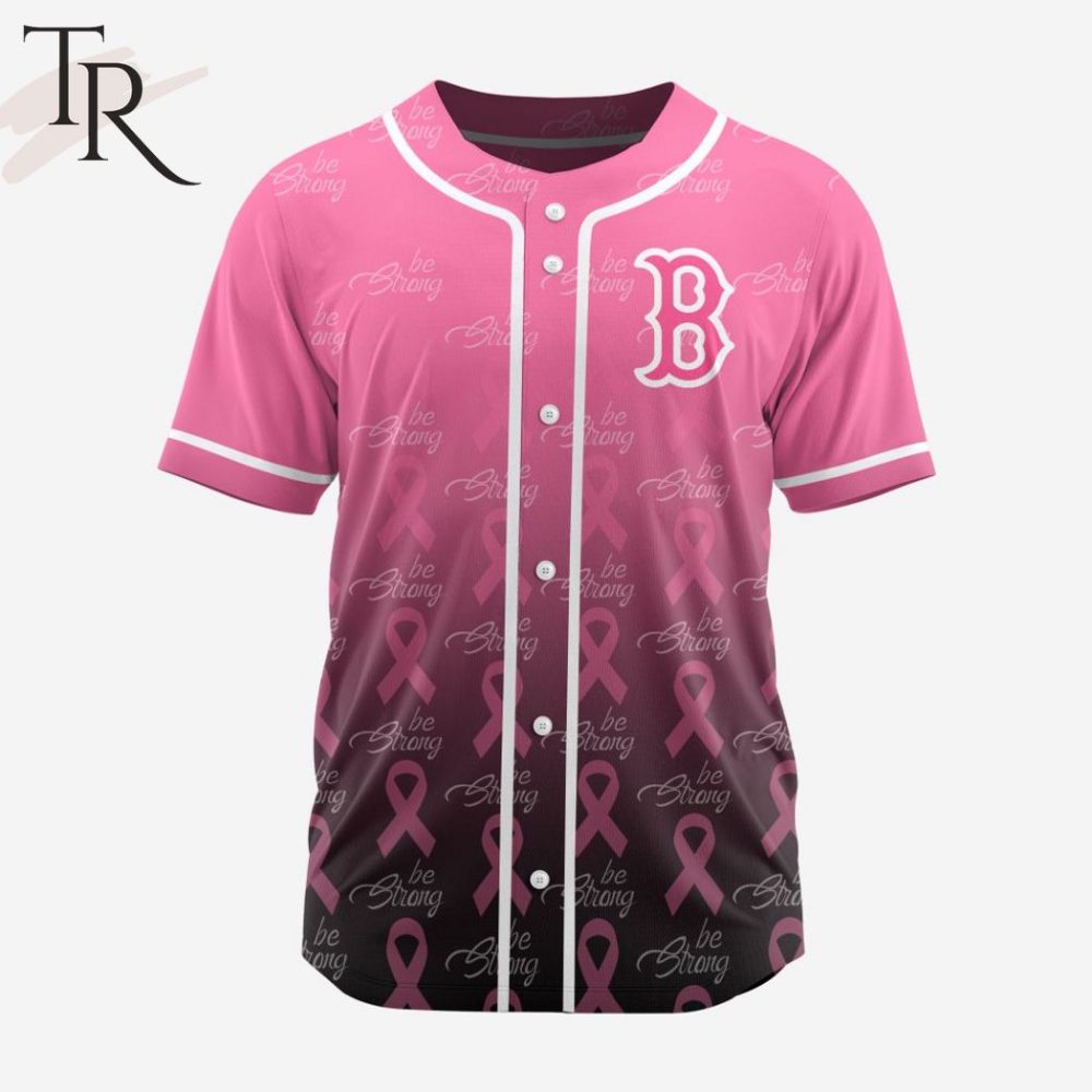 Pink Breast Cancer Awareness Baseball Jersey - Support &amp; Style With 'Be Strong' Design
