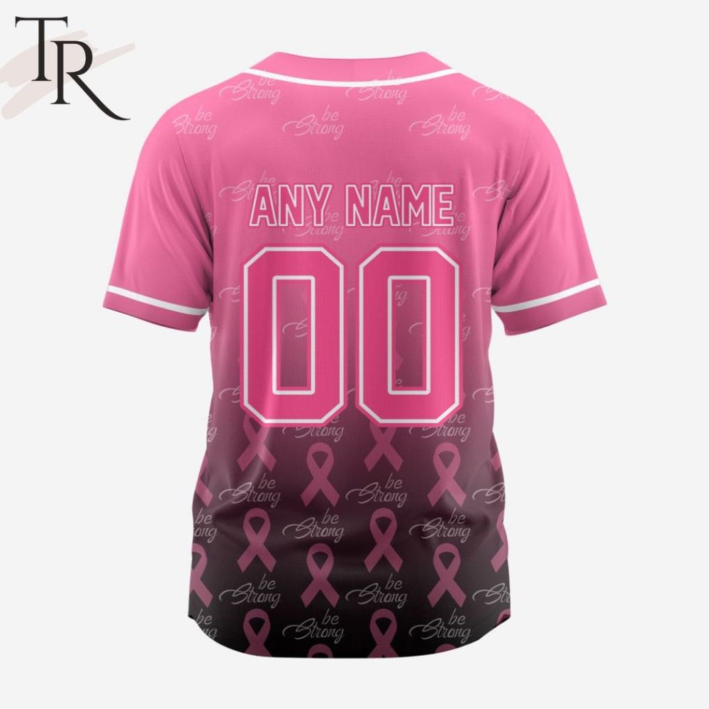 Support Breast Cancer Awareness: Pink Ribbon Baseball Jersey - Be Strong Design