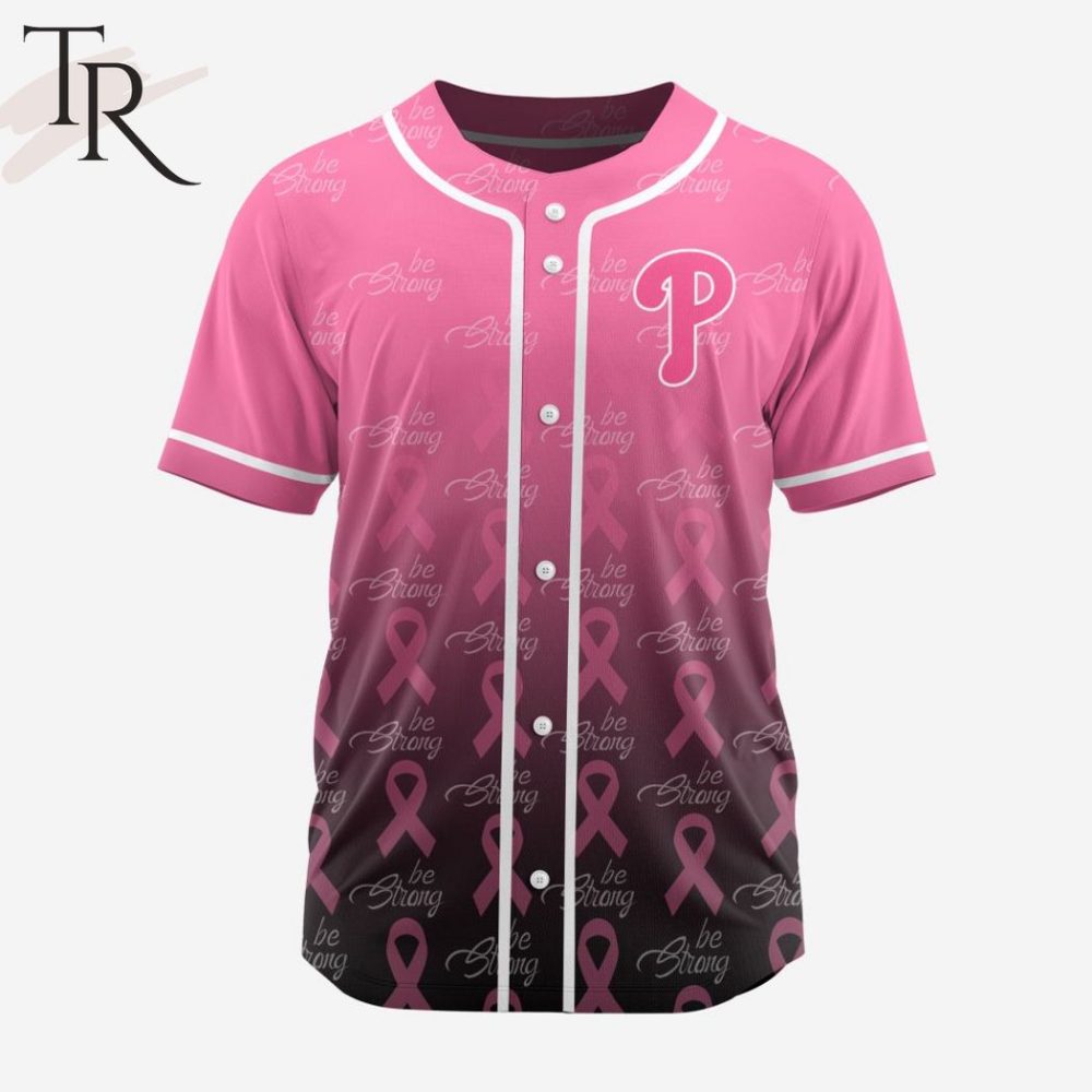 Support Breast Cancer Awareness: Pink Ribbon Baseball Jersey - Be Strong Design