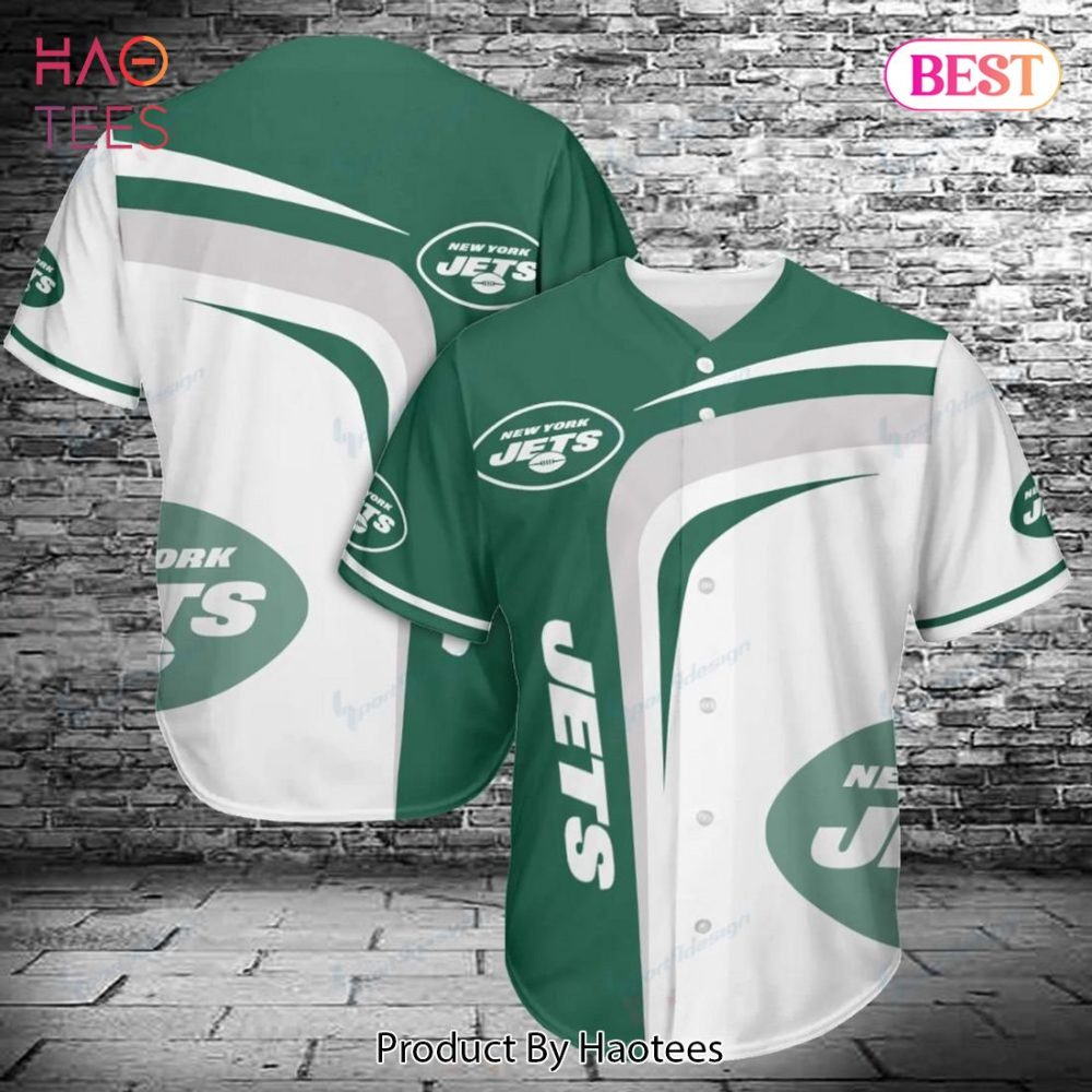Stylish Green &amp; White Jets Fan Baseball Jersey - Perfect Gift For Sports Enthusiasts!