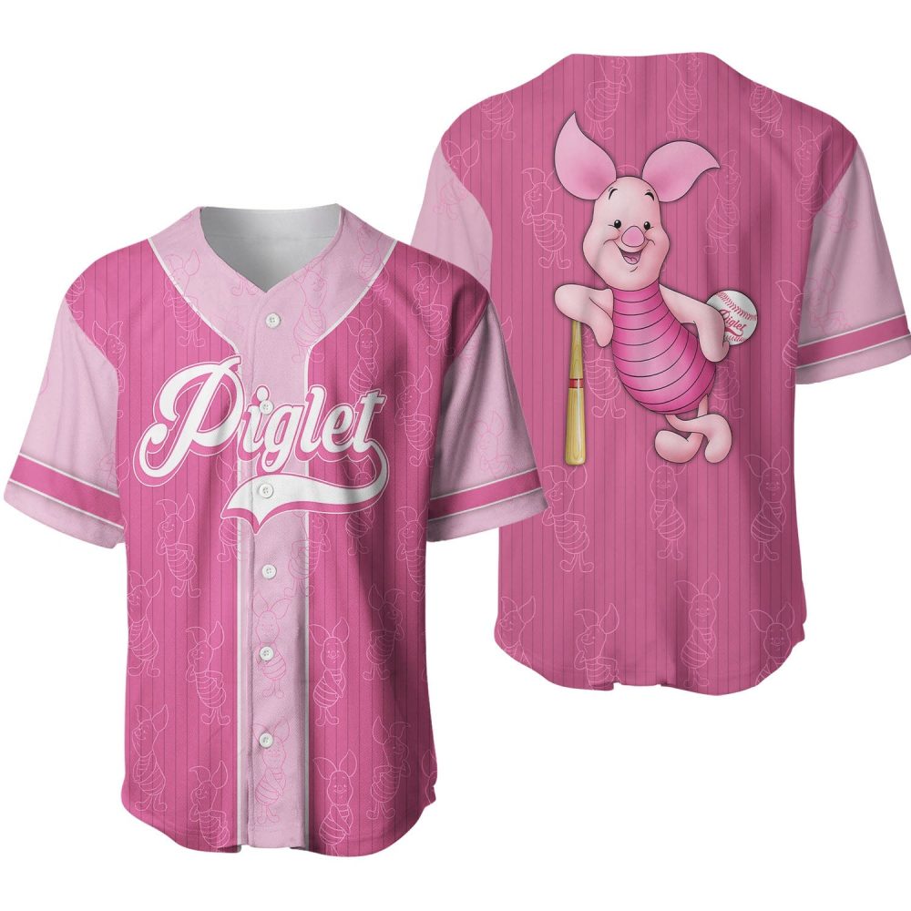 Adorable Pink Piglet Baseball Jersey - Fun Cartoon Design For Kids &amp; Adults