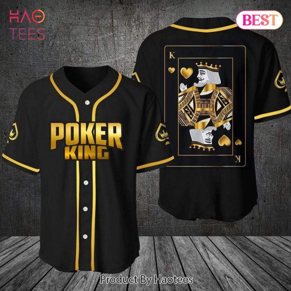 Poker King Baseball Jersey - Stylish Black &amp; Gold Playing Card Design For Gamers