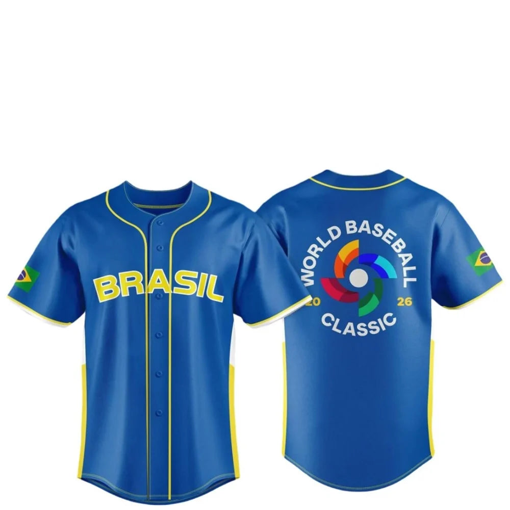Brasil Team 2026 World Baseball Classic Jersey Print For Fan Gear Multicolor