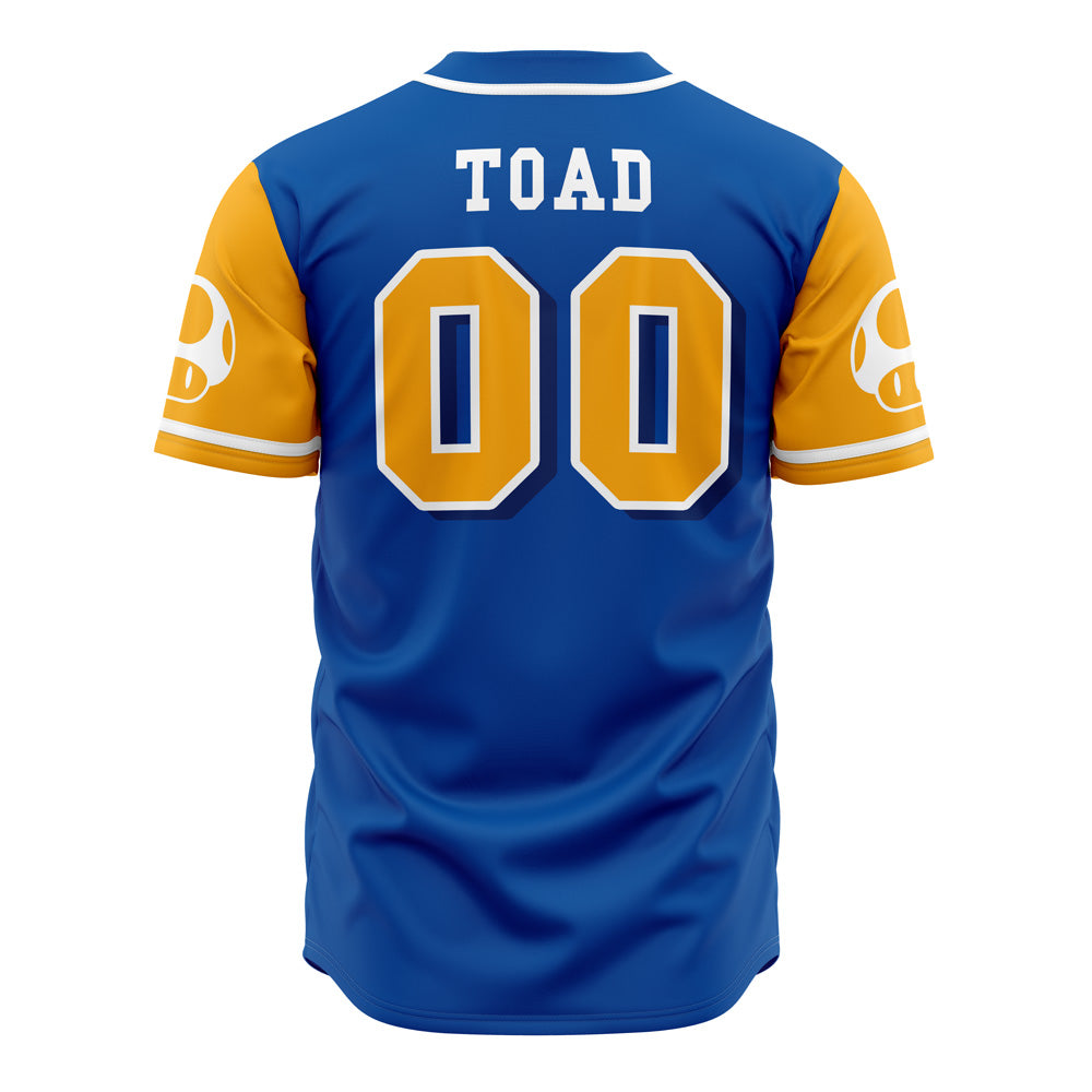 Mushroom Kingdom Baseball Jersey - Unique Blue &amp; Yellow Gamer Apparel - Unisex Sizes Available