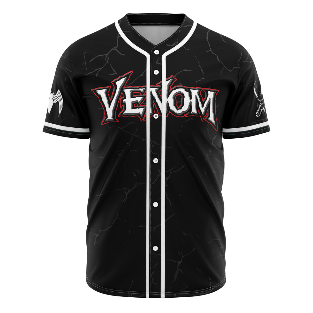 Unleash Style With Venom Graphic Baseball Jersey - Premium Black Sportswear