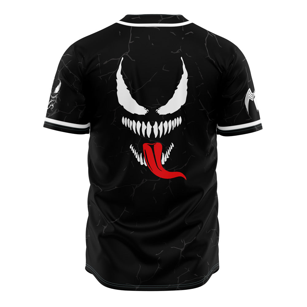 Unleash Style With Venom Graphic Baseball Jersey - Premium Black Sportswear