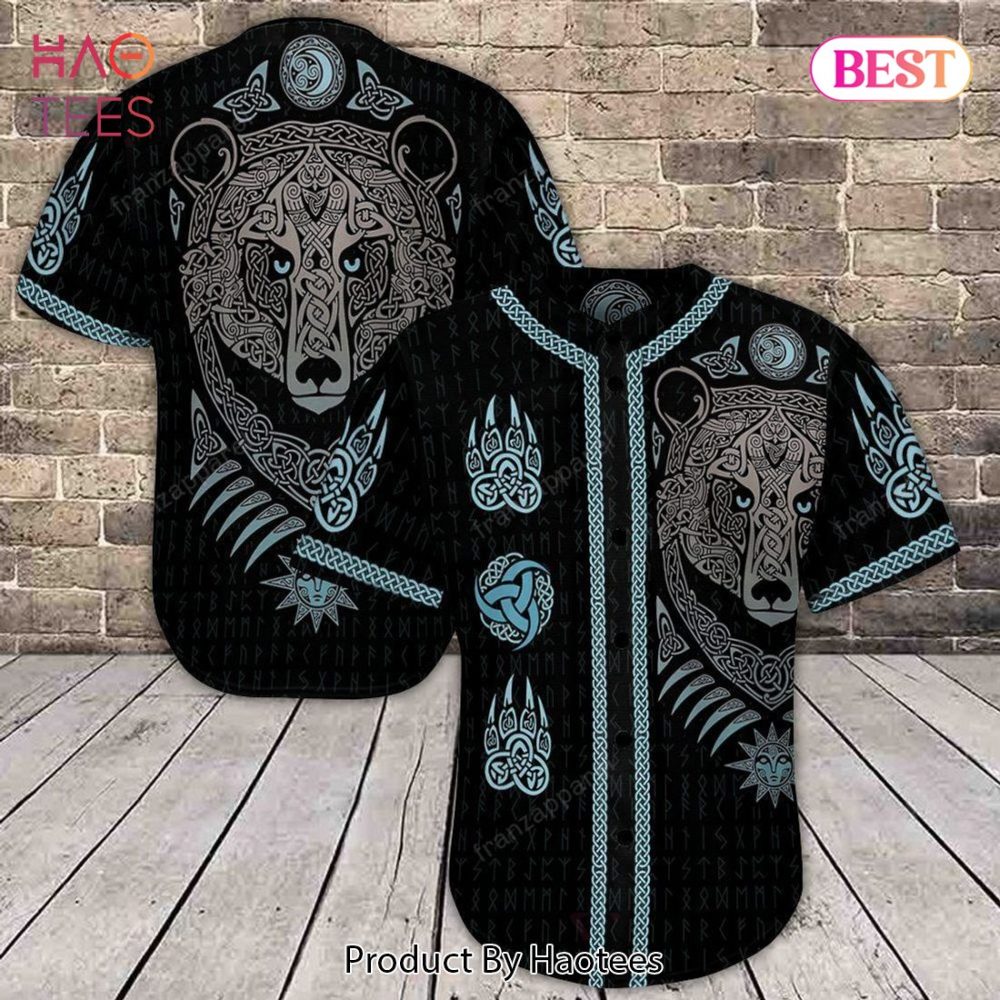 Men'S Tribal Bear Graphic Jersey Shirt - Bold Nordic Design Tee For Unique Style