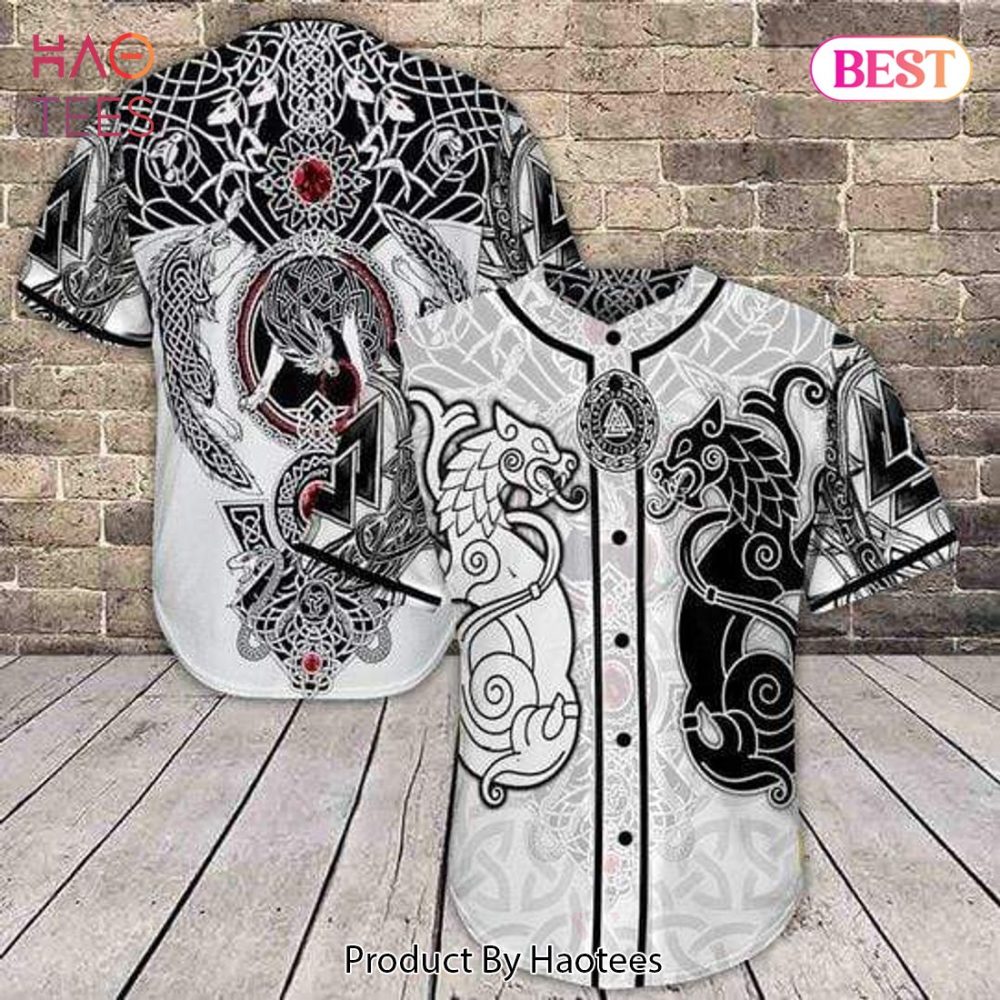 Tribal Dragon Baseball Jersey - Bold Black &amp; White Graphic Shirt For Men