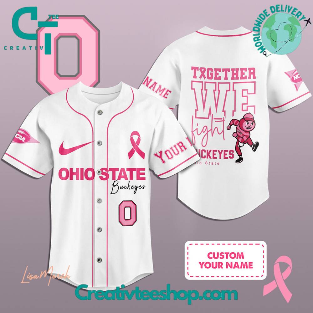 Ohio State Buckeyes Breast Cancer Together We Fight Baseball Jersey